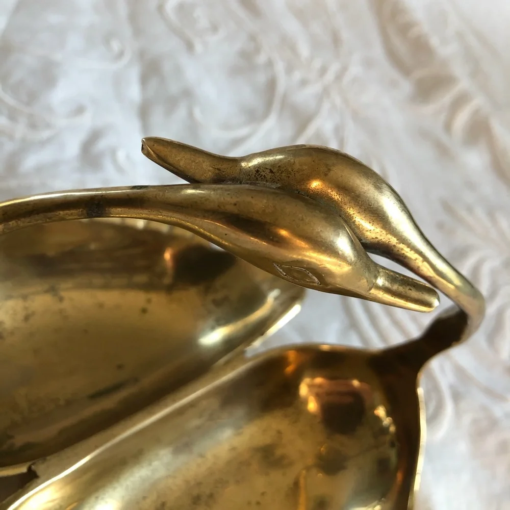 Brass Swans trinket tray